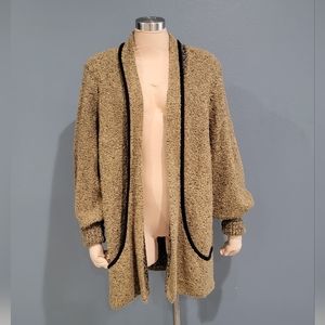 Vintage SIDE EFFECTS Light Brown Oversized Mid Length Nubby Knit Cardigan M/L